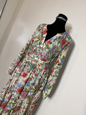 Thompson Cream Long Sleeve Floral Tiered Maxi Dress